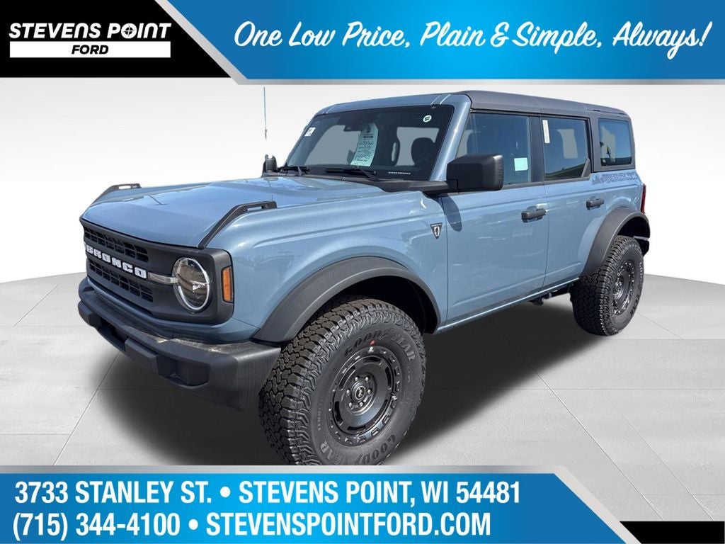 2025 Ford Bronco Base in Azure Gray Metallic — front three-quarter view