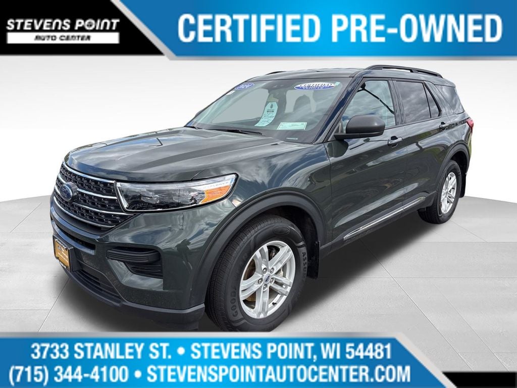 2024 Ford Explorer XLT in Forged Green Metallic — front three-quarter view