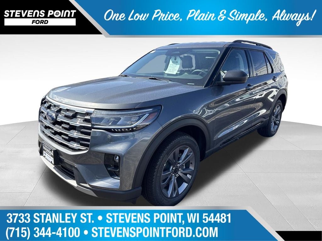 2026 Ford Explorer Active in Gray Metallic — front three-quarter view