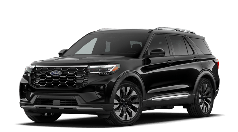 2026 Ford Explorer Platinum in Black — front three-quarter view
