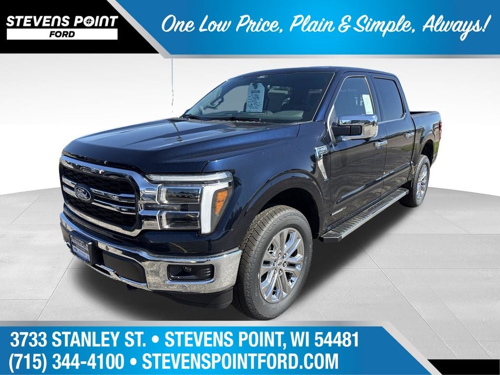 2026 Ford F-150 Lariat in Blue Metallic — front three-quarter view