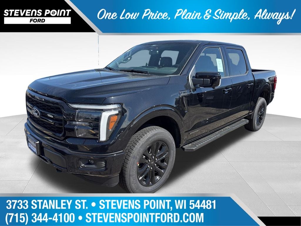 2026 Ford F-150 Lariat in Black Metallic — front three-quarter view
