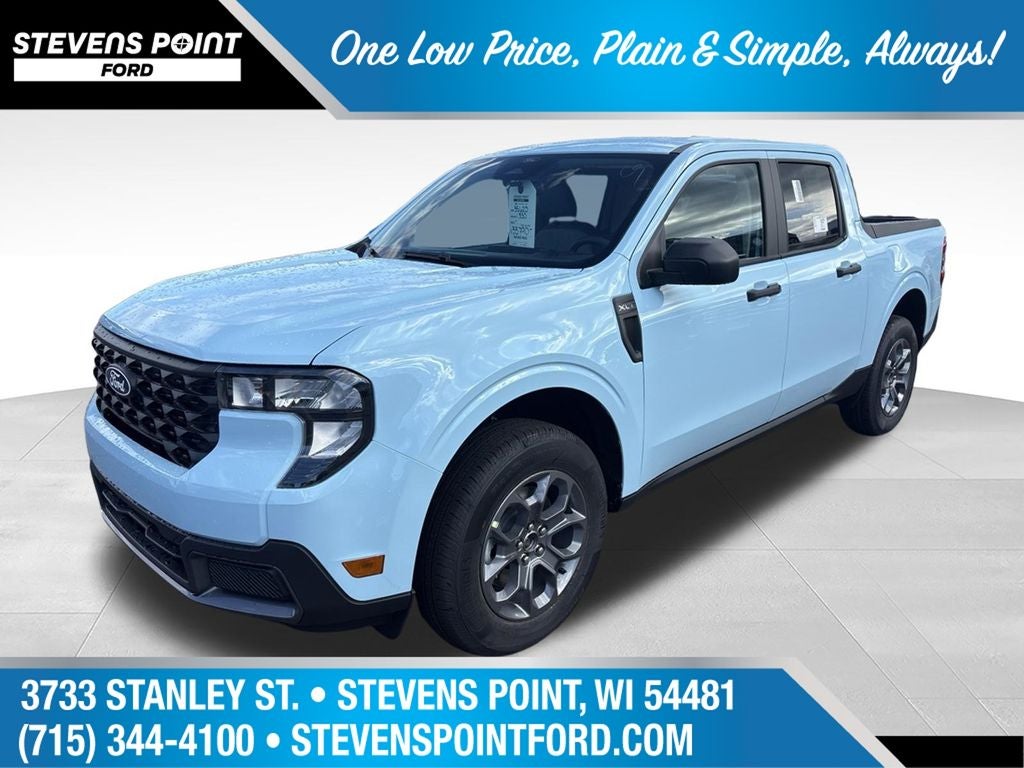 2026 Ford Maverick XLT in Light Blue — front three-quarter view