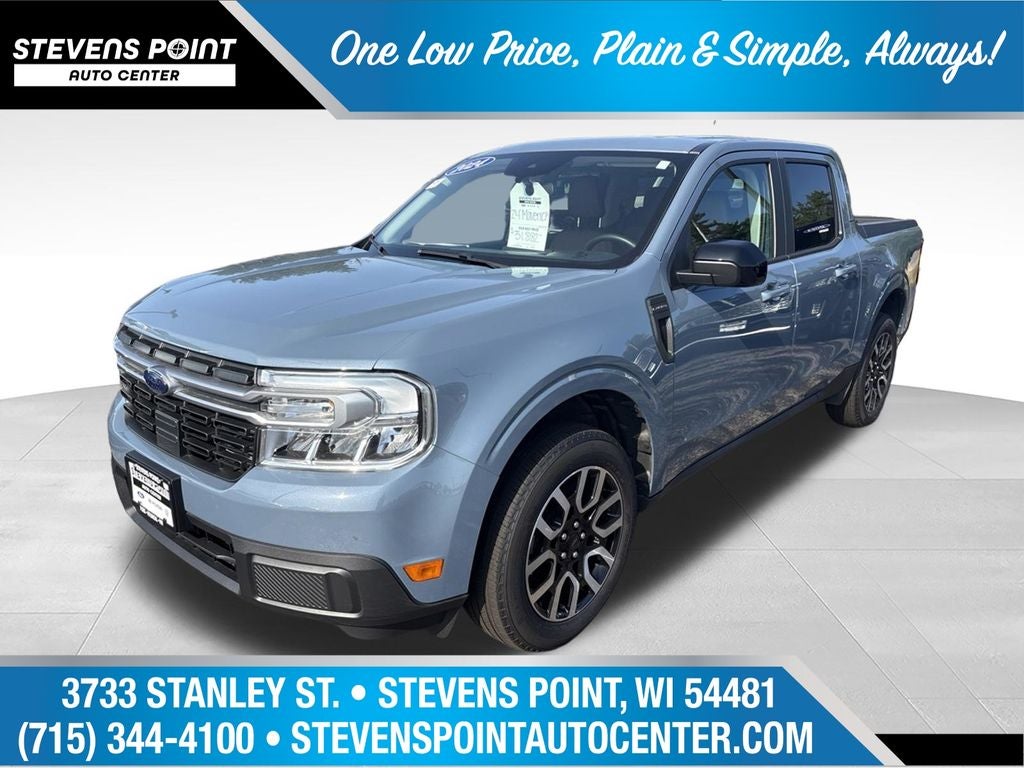 2024 Ford Maverick Lariat in Azure Gray Metallic Tri-Coat — front three-quarter view