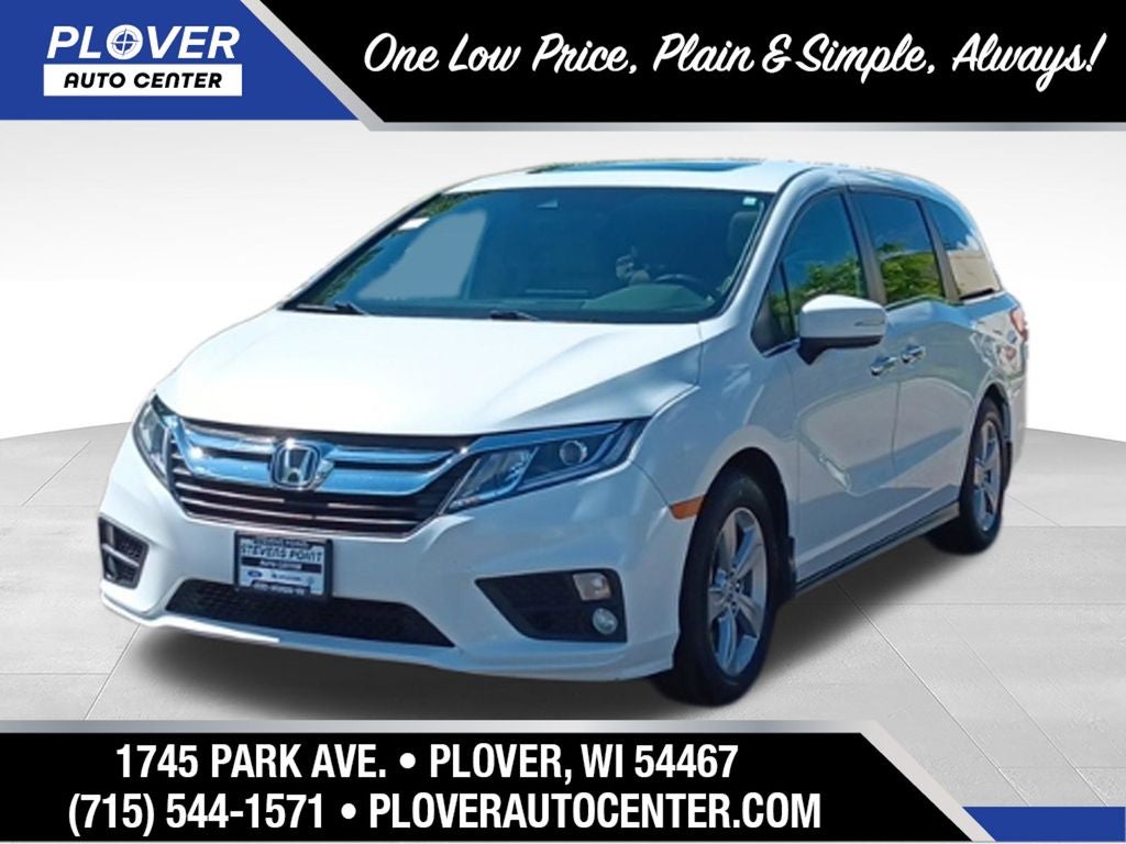 2020 Honda Odyssey EX-L in Platinum White Pearl — front three-quarter view