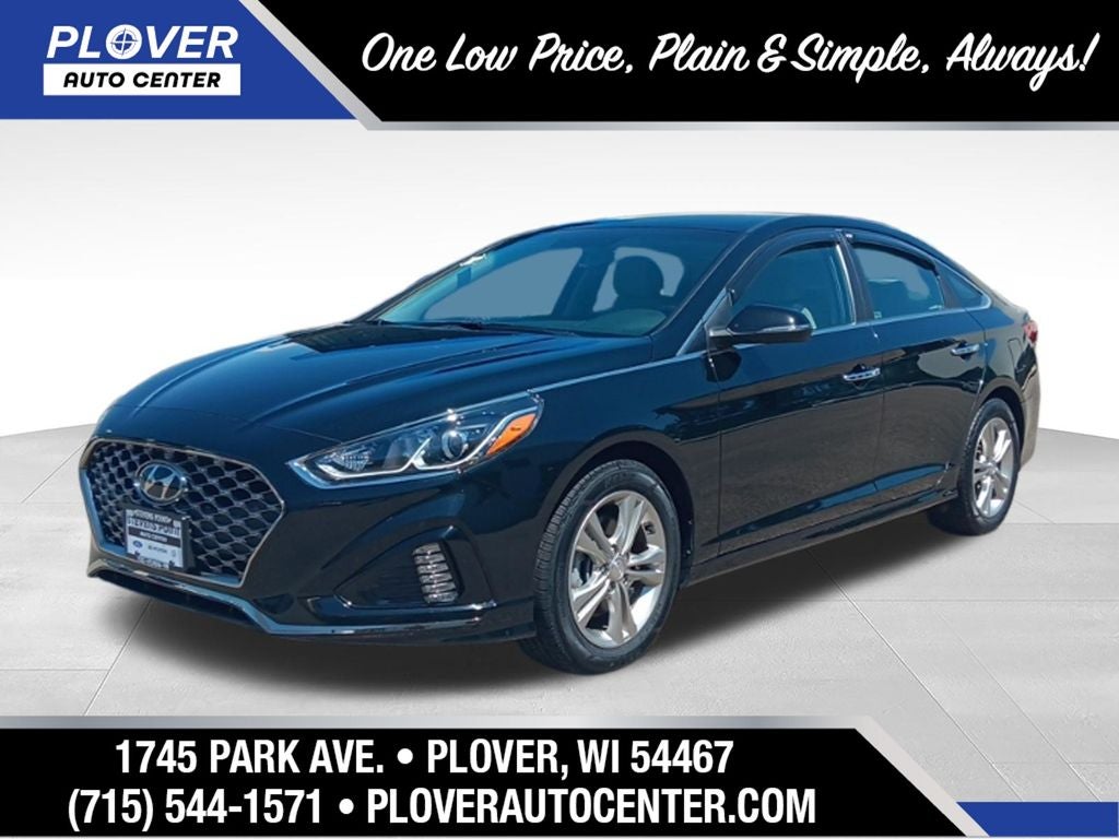 2018 Hyundai Sonata SEL+ in Phantom Black — front three-quarter view